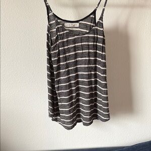 Pink Rose Gray and White Striped Sleeveless Camisole